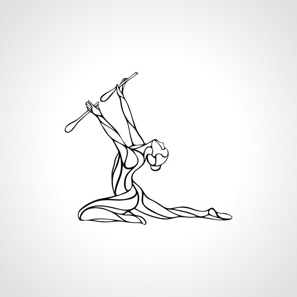 剪影艺术与艺术体操女孩图片下载