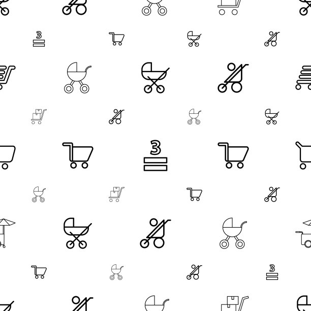 购物车图标模式无缝白色背景图片下载