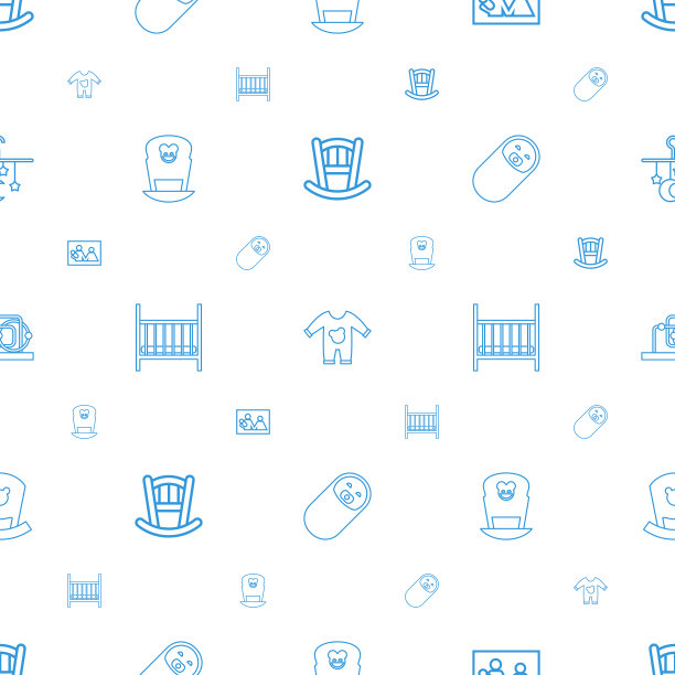 新生儿图标模式无缝白色背景图片下载