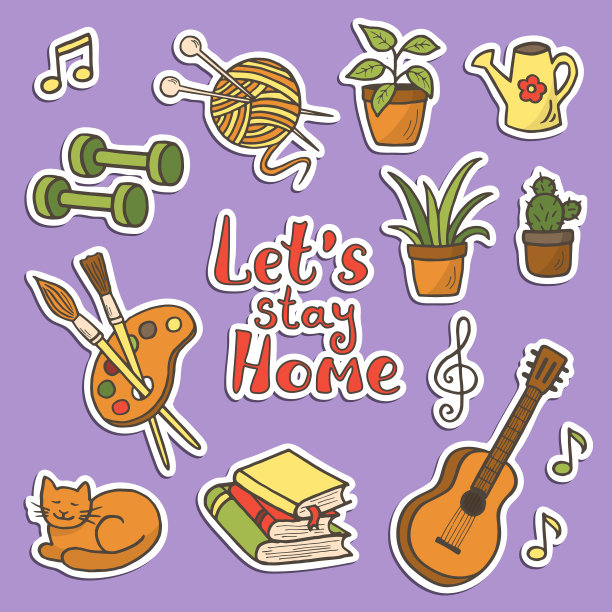 一套家庭活动和爱好贴纸图片下载