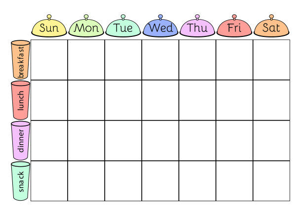 每周菜单计划模板餐表空白图片下载
