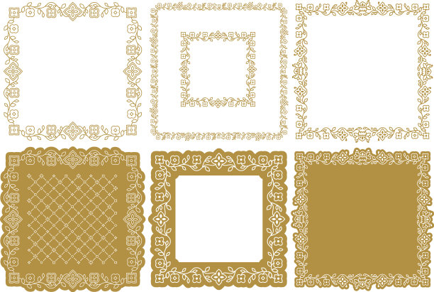 设置金色装饰框架与花卉图片下载