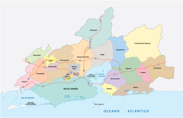 道路和行政地图大里约热内卢de里约热内卢图片下载