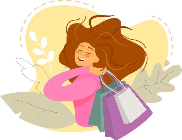 快乐的年轻女人与购物袋图片下载