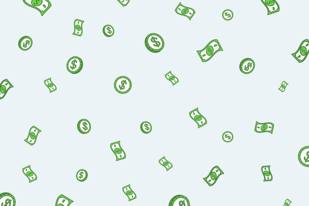 绿色硬币和扁平现金图片下载