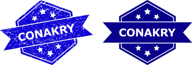 六边形科纳克里邮票与垃圾表面和图片下载