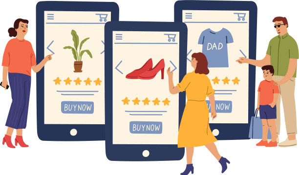 网上商店，人们在商店的衣服鞋厂图片下载