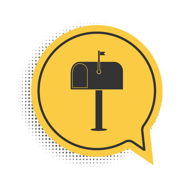 黑邮箱图标孤立在白色背景图片下载