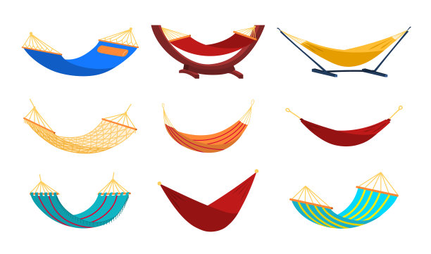 卡通彩色吊床图标集图片下载