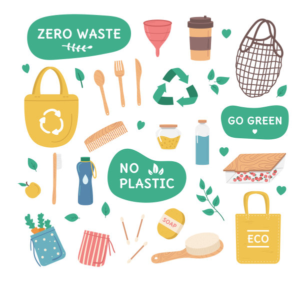 卡通色彩零浪费耐用可重复使用物品图片下载