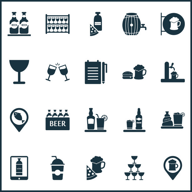 饮料图标设置与地理位置酒披萨图片下载