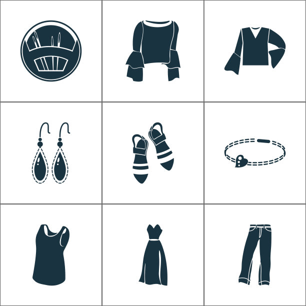 时尚设计图标设置无袖衬衫图片下载