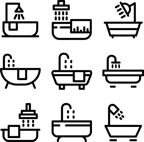 浴缸图标或标志孤立符号符号图片下载