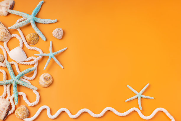 夏天海滩旗帜。俯视图，平放。图片下载