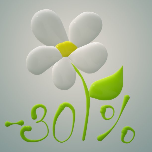 夏季销售，3D字母孤立在白色背景与花，洋甘菊，雏菊。销售横幅插图。逼真的3d书法标志。海报或横幅设计的着陆页图片下载