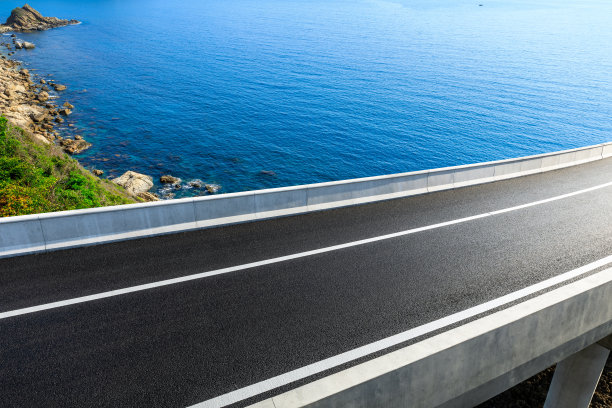 柏油路沿着海湾延伸。图片下载