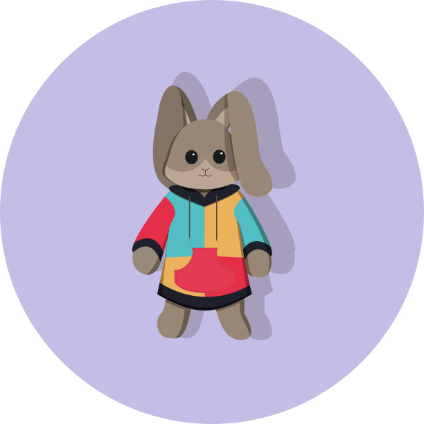 矢量图像的一个可爱的兔子在一个彩色块帽衫图片下载