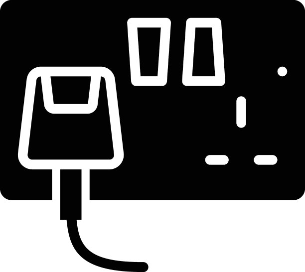 墙上安装电气插头和插座矢量颜色图标设计，白色背景上的家庭开关板板，白色背景上的电气工程符号图片下载