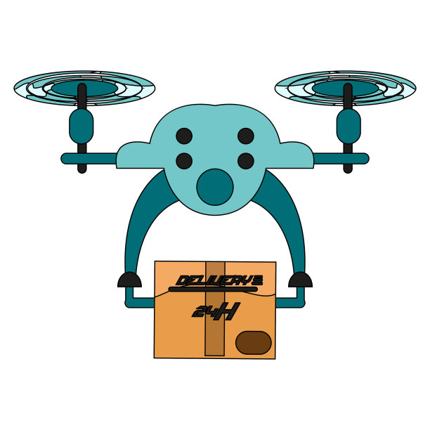 孤立的运送无人机和一个包裹图片下载
