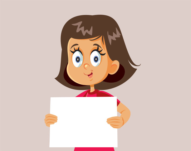 快乐的孩子抱着空白广告牌图片下载