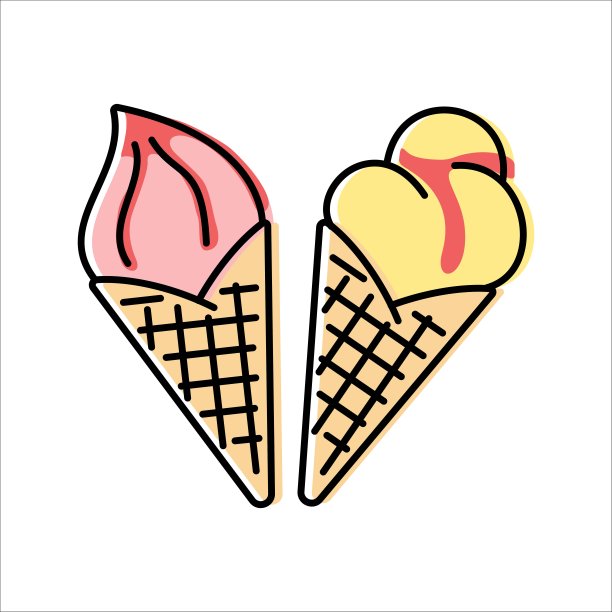 冰淇淋和甜点。一组彩色矢量图标在平面风格图片下载