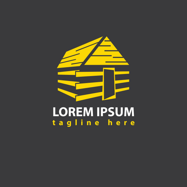 简单的原木木材木屋标识设计矢量插图图片下载