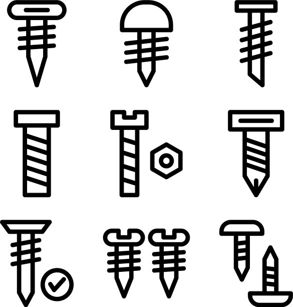 螺丝钉图标或logo isolated sign symbol图片下载