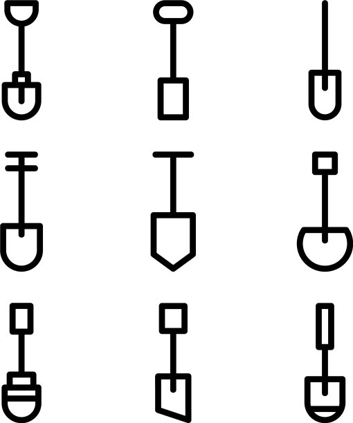 铁铲图标或标志孤立标志符号图片下载