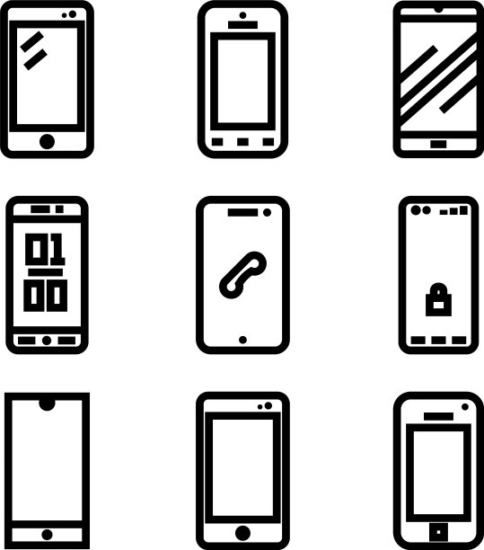 智能手机图标或标识孤立的标志符号图片下载