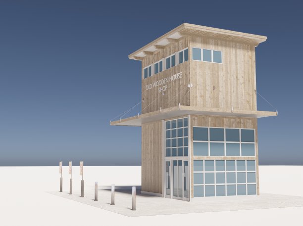 木屋店侧视图场景图片下载