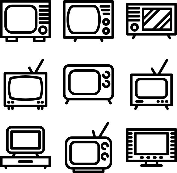 电视图标或标志孤立标志符号图片下载