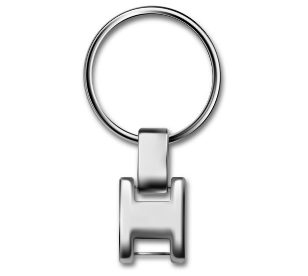 钥匙链设置钥匙环持有人隔离在白色背景。银色饰品或纪念品吊坠模型。真实的keychain模板集。图片下载