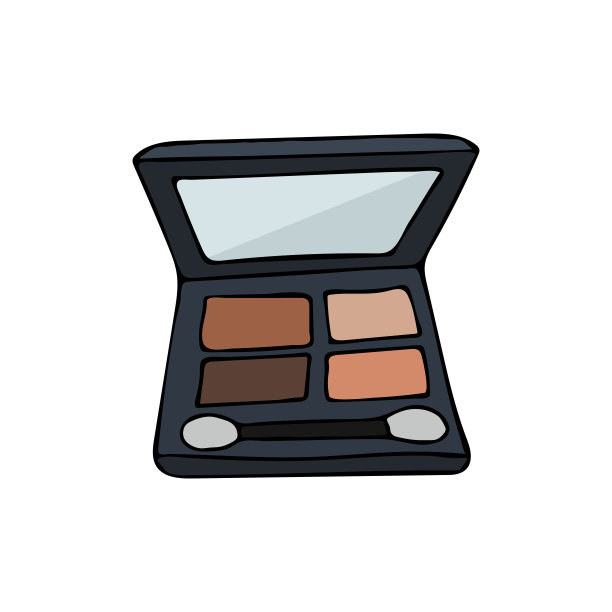 彩色涂鸦眼影粉插图矢量。孤立的眼影粉插图矢量。彩色眼影粉插图图片下载