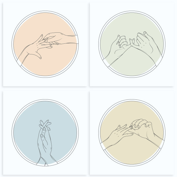 线条艺术风格可爱的新婚夫妇牵着手图片下载