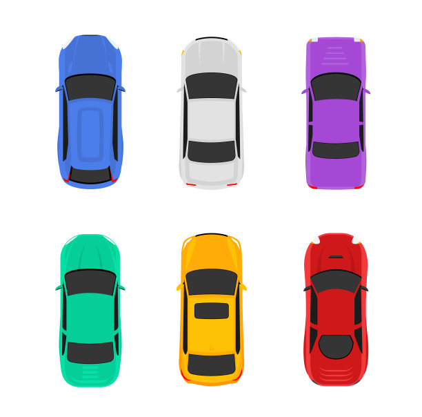 矢量汽车顶视图图标说明。车辆平孤立的汽车图标图片下载