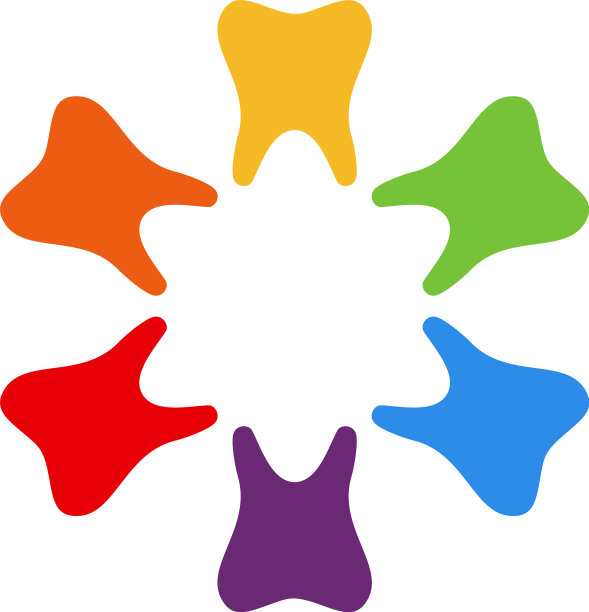 星形牙科标志设计多彩牙科标志图片下载