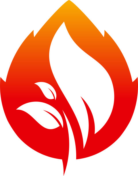 自然能源标志设计概念叶与火图片下载