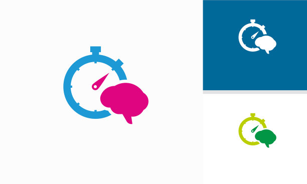 思考时间logo设计的概念和头脑图片下载