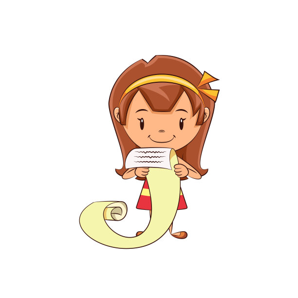 女孩念长长的单子，快乐可爱的孩子图片下载