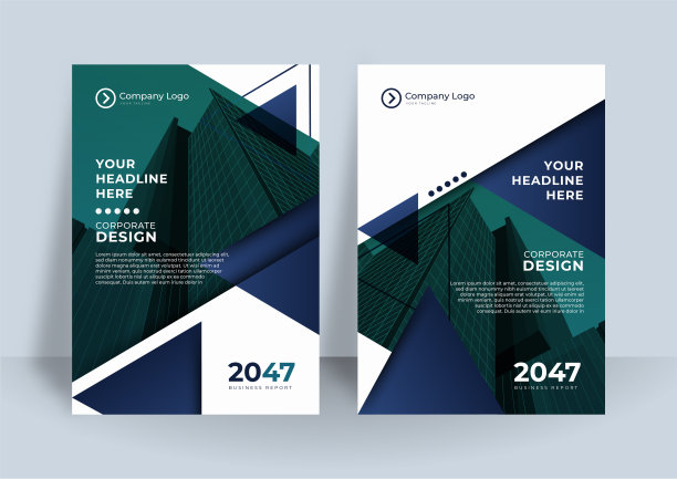 定制后台商业书籍封面设计模板。封面模板的报告在一个极简的风格与三角形的设计元素的照片图片下载