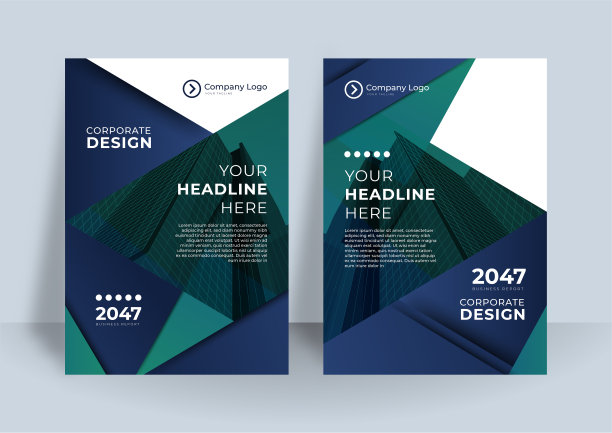 定制后台商业书籍封面设计模板。封面模板的报告在一个极简的风格与三角形的设计元素的照片图片下载