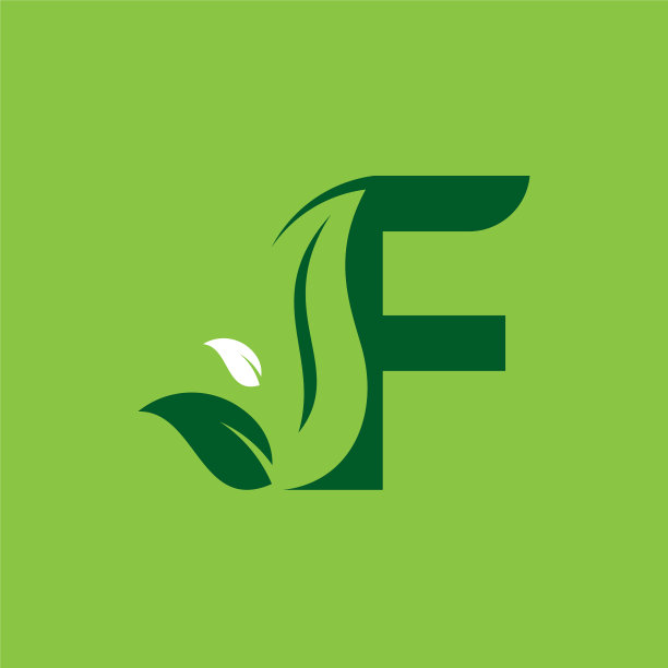 字母f绿叶标志设计元素字母f图片下载