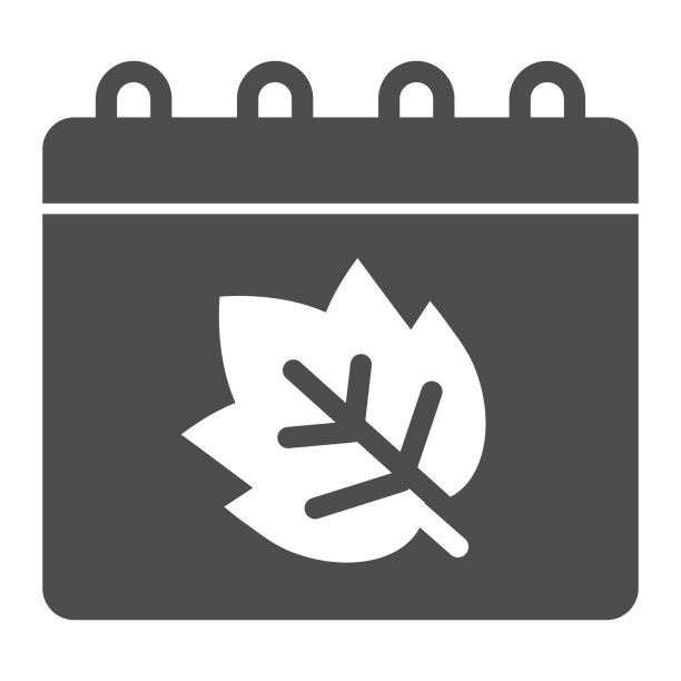 日历与叶固体图标感恩节图片下载