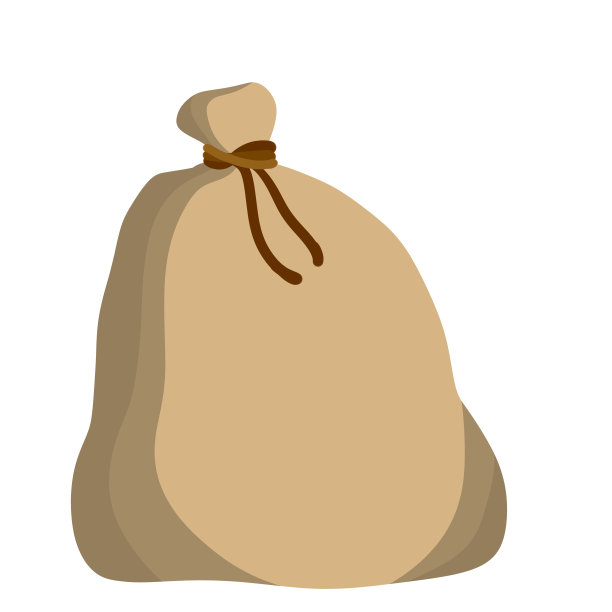 帆布粗麻袋。卡通平面插图。粉碎机的乡村元素。谷物和面粉的包装。图片下载