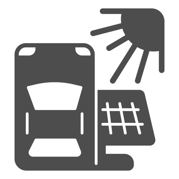 汽车与太阳能电池板和太阳能固体图标电力图片下载