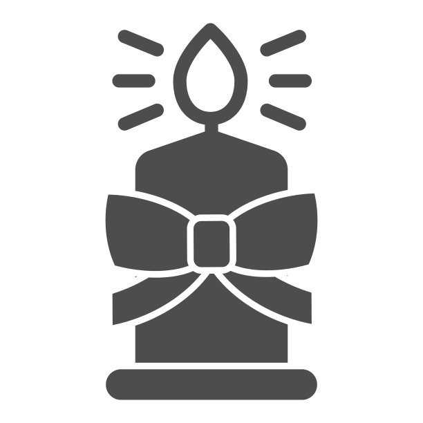 燃烧的蜡烛与弓固体图标感恩节图片下载