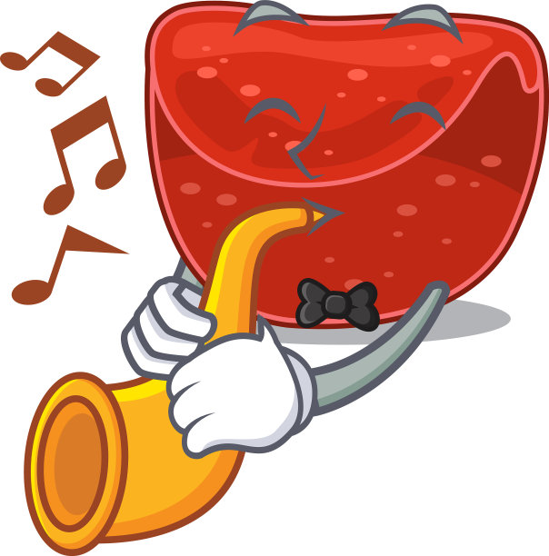 肉饼音乐家卡通设计演奏小号图片下载