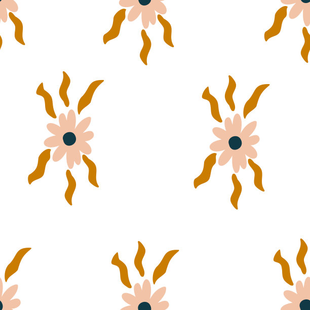 无缝花卉图案与手绘向日葵图片下载