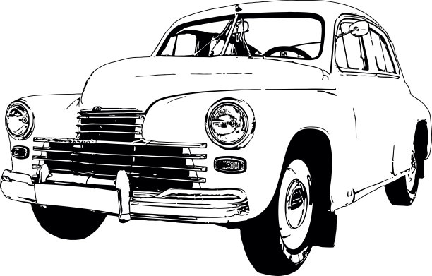 矢量图像的复古汽车在50年代的20世纪图片下载
