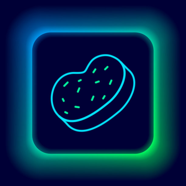 发光的霓虹灯线浴海绵图标隔离图片下载